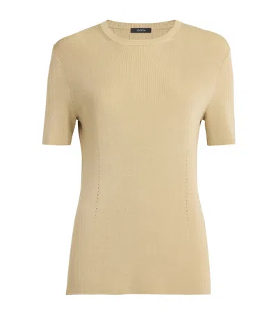 Joseph Satiny Rib-knit Top In Beige