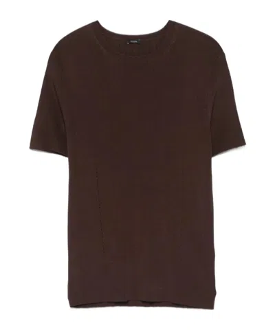 Joseph Satiny Rib Knit Top In Burgundy