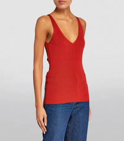 Joseph Ribbed-knit Tank Top In Crimson