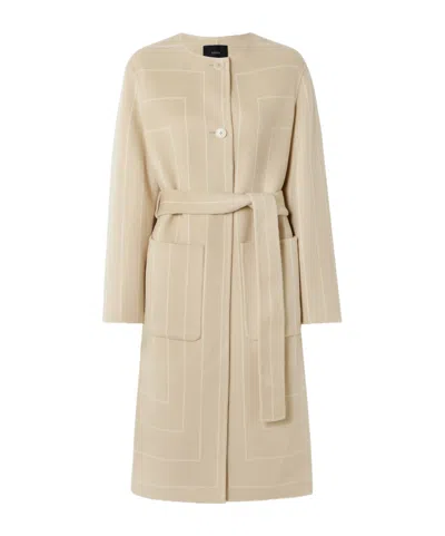 Joseph Scheffer Belted Striped Coat In Neutral