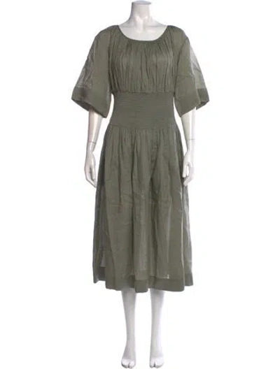 Pre-owned Joseph Scoop Neck Midi Length Dress In Green