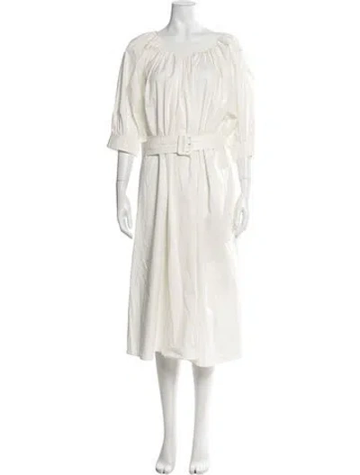 Pre-owned Joseph Scoop Neck Midi Length Dress In Neutrals