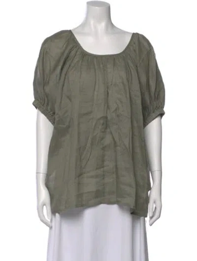 Pre-owned Joseph Scoop Neck Short Sleeve Blouse In Green