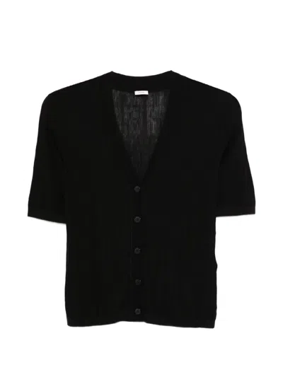 Joseph Sens Crinkle Ribbed Cardigan In Black