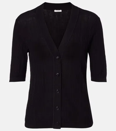 Joseph Sens Silk And Cotton Cardigan In Black