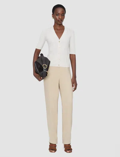 Joseph Sens Silk Cotton Rib Short Sleeve Cardigan In White