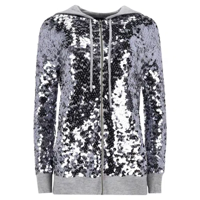 Pre-owned Joseph Sequin Zip-up Hooded Cashmere Cardigan In Gray