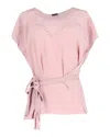 Joseph Sequined Belted Top In Pink Silk In Pink