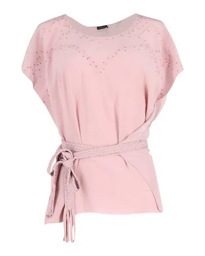 Joseph Sequined Belted Top In Pink Silk