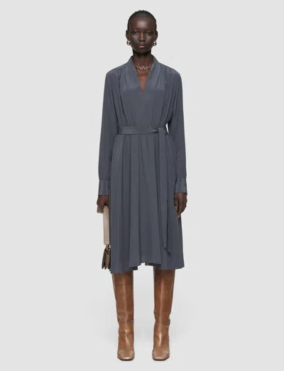Joseph Severin Crepe De Chine Silk Dress In Blue
