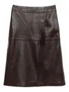 Joseph Sèvres Nappa Leather Skirt In Brown
