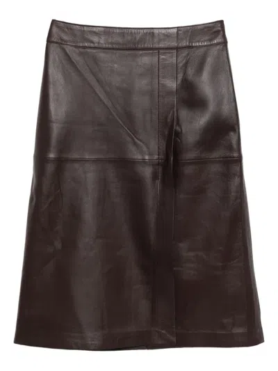 Joseph Sèvres Nappa Leather Skirt In Brown
