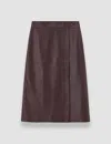 Joseph Panelled Wrap-effect Leather Midi Skirt In Purple