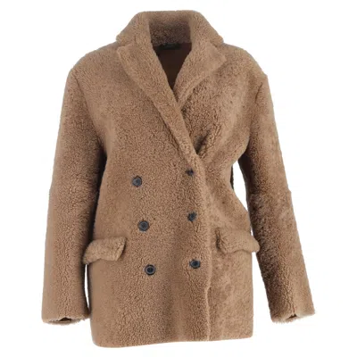 Joseph Shearling Coat In Brown Lamb Fur In Multi