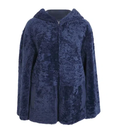 Joseph Shearling Cosser Reversible Coat In Blue