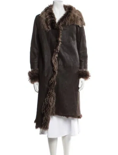 Pre-owned Joseph Shearling Faux Fur Coat In Brown