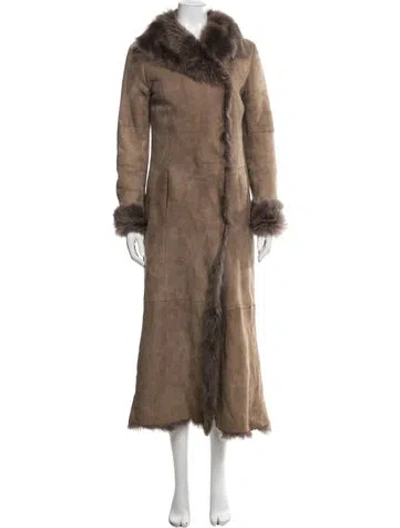 Pre-owned Joseph Shearling Faux Fur Coat In Brown