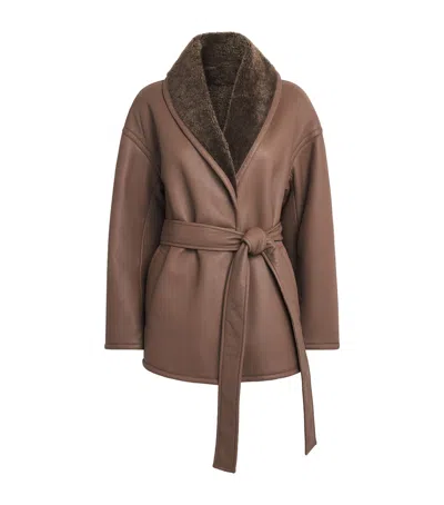 Joseph Shearling Leather Manu Jacket In Brown