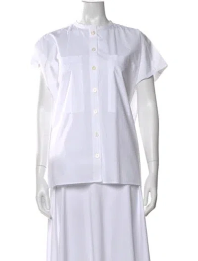 Pre-owned Joseph Short Sleeve Button-up Top In White