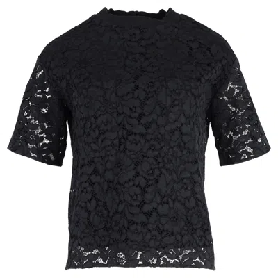 Joseph Short Sleeve Lace Top In Black Polyester