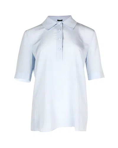 Joseph Short Sleeve Polo Shirt In Light Blue Viscose