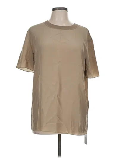 Joseph Short Sleeve Silk Top Tan Crew Neck Tops