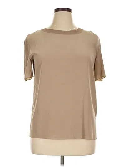 Pre-owned Joseph Short Sleeve Top Tan Mock Neckline Tops