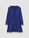 Joseph Womens Cobalt Siam Knitted-trim Silk-crepe Mini Dress
