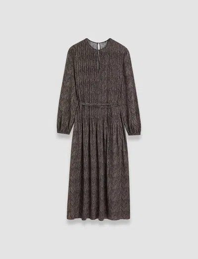 Joseph Sibelle Crepe De Chine Print Silk Dress In Black/escargot