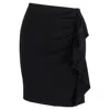 Joseph Side Ruffle Mini Skirt In Black Wool In Black