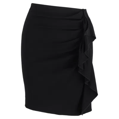 Joseph Side Ruffle Mini Skirt In Black Wool