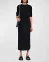 Joseph Side-slit Vichy Knit Midi Sweater Dress In Black