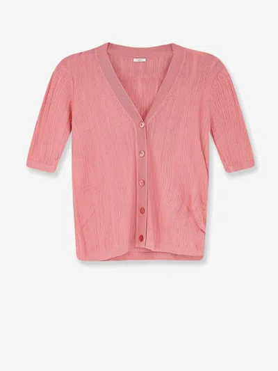 Joseph Silk And Cotton Cardigan With Crinkled Effect In Pink
