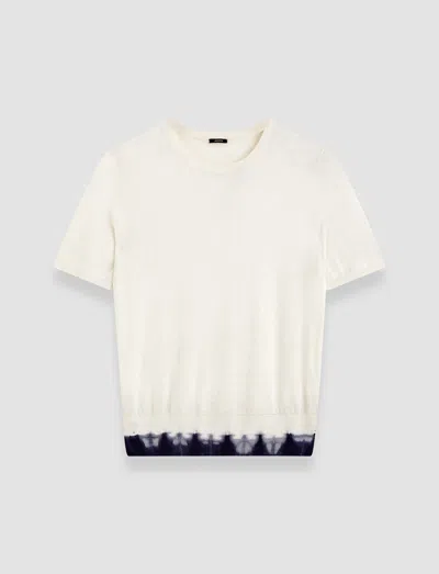 Joseph Silk Cotton Knit Top In Ivory/navy