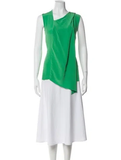 Pre-owned Joseph Silk Asymmetrical Blouse In Green