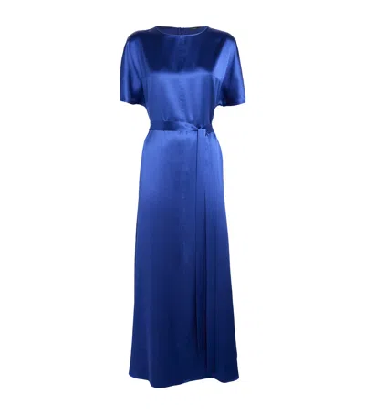 Joseph Silk Belted Daviel Maxi Dress In Blue