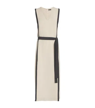Joseph Silk-blend Animation Muguet Midi Dress In Oatslate