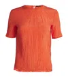 Joseph Womens Brunet Round-neck Crinkled-texture Habotai-silk Top Sundown In Orange