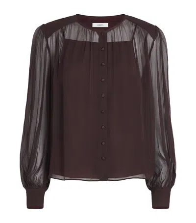 Joseph Silk Chiffon Elisa Blouse In Brown