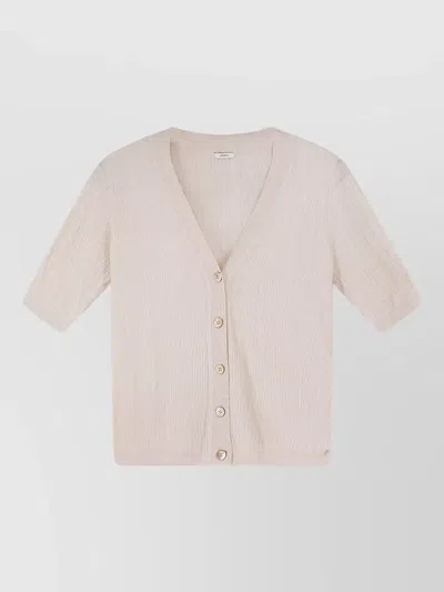 Joseph Silk Cotton Cardigan Crinkled Effect V Neckline