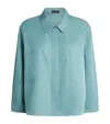 Joseph Womens Satie Patch-pocket Relaxed-fit Cotton And Silk-blend Shirt Lagoon In Blue