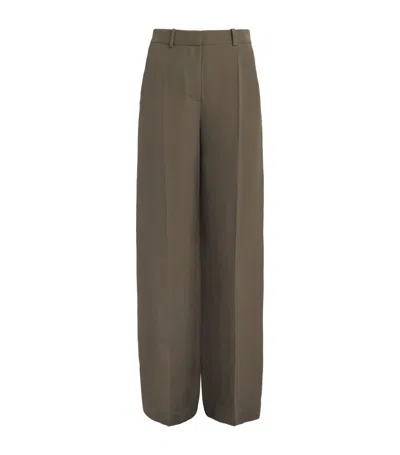 Joseph Silk Crepe Alana Wide-leg Trousers In Brown