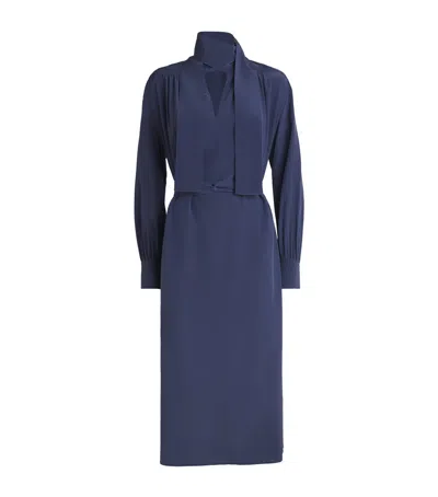 Joseph Silk Crepe De Chine Bolero Midi Dress In Blue