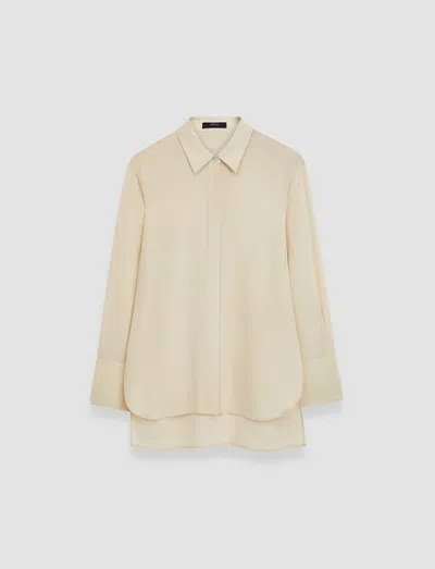 Joseph Silk Crepe De Soie Bold Blouse In Oat