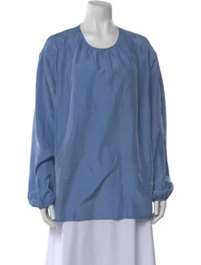 Pre-owned Joseph Silk Crew Neck Blouse In Blue
