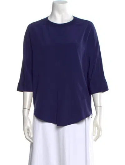 Pre-owned Joseph Silk Crew Neck Top In Blue