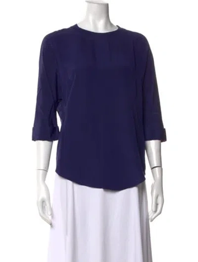 Pre-owned Joseph Silk Crew Neck Top In Blue