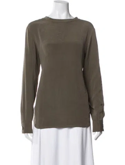 Pre-owned Joseph Silk Crew Neck Top In Green