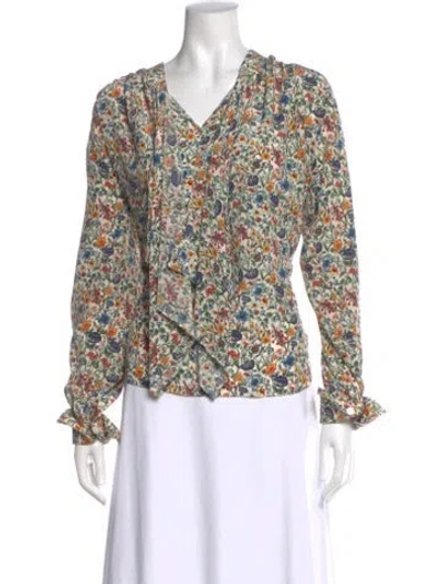 Pre-owned Joseph Silk Floral Print Blouse In Neutral