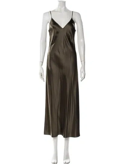 Pre-owned Joseph Silk Long Dress In Green